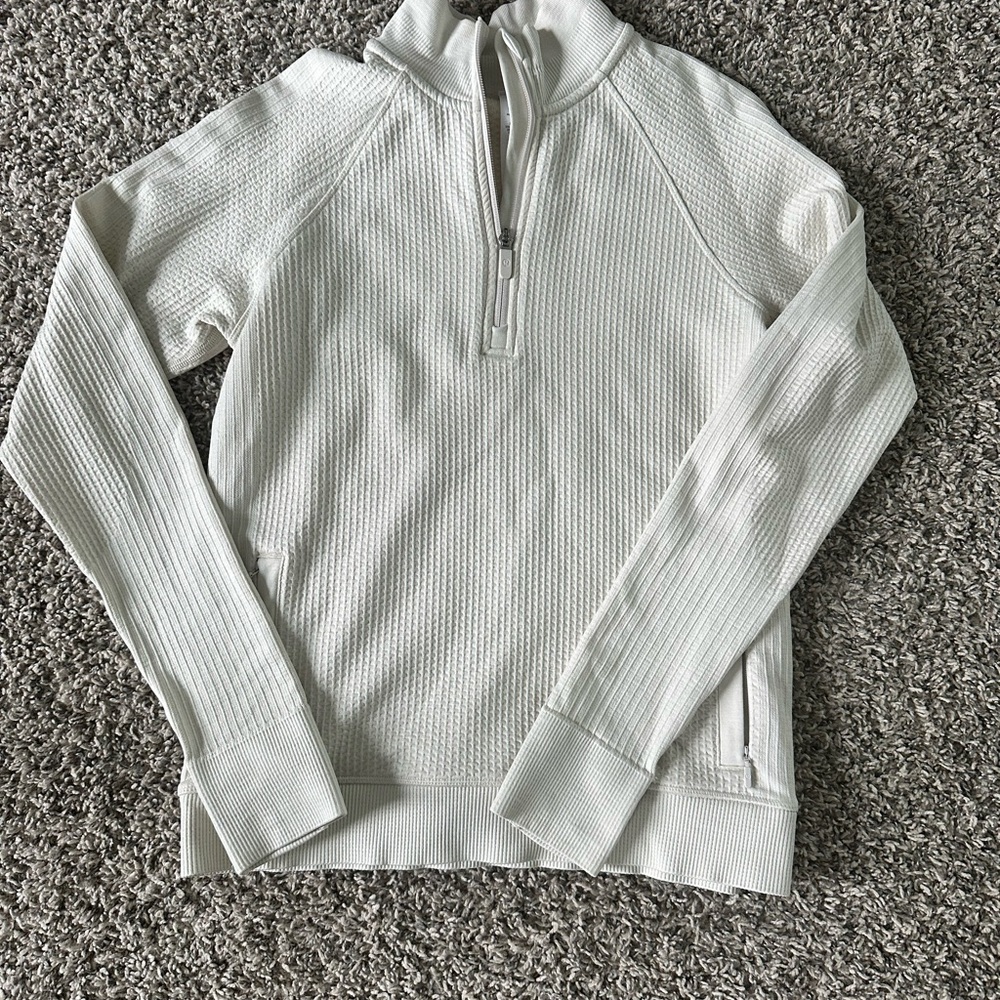 Lululemon Athletica Textured Cream Quarter-Zip Pullover
